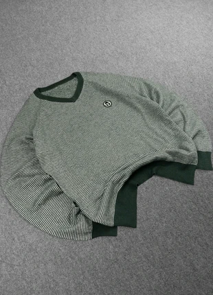 Pull Col V Sergio Tacchini Vintage 80s en Maille Fine Vert Foncé Rayé à Logo Brodé Laine / Coton (S), marke: Sergio Tacchini, zustand: Sehr gut, größe: S, 24,00 €, 25,90 € beinhaltet Vinted-Käuferschutz Pro