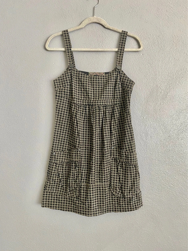 Hurley Houndstooth Relaxed Fit Mini Dress Size Small Grey Black 1