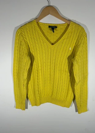 Pull Lauren Ralph Lauren torsadé col v jaune, brand: Ralph Lauren, condition: Very good, size: M / 38 / 10, €45.00, €47.95 includes Buyer Protection Pro