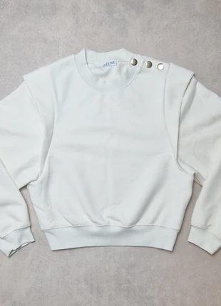 Sweat / Pull oversize femme Claudie Pierlot Cream/ White / Blanc / Beige avec Boutons Dorés Taille S, marke: Claudie Pierlot, zustand: Sehr gut, größe: S / 36 / 8, 50,00 €, 53,20 € beinhaltet Vinted-Käuferschutz Pro