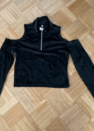 Samt-Oberteil mit Cut-Outs, merk: H&M, staat: Heel goed, maat: M / 38 / 10, € 5,00, € 5,95 inclusief Kopersbescherming