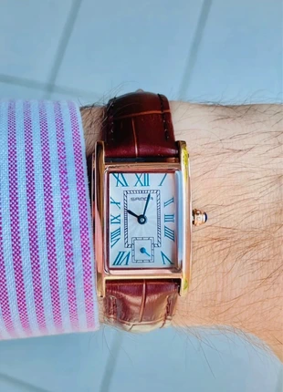 Montre homme style Cartier Tank – Élégance intemporelle montre vintage omega plaqué or marron 🌰 cuir, brand: tank quartz, condition: New without tags, size: 30–38 mm, €24.99, €26.94 includes Buyer Protection