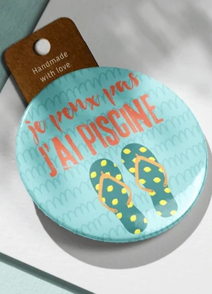 Badge Pin's épingle Je peux pas, j'ai piscine (vert), brand: Creatrice, condition: New without tags, €3.00, €3.85 includes Buyer Protection