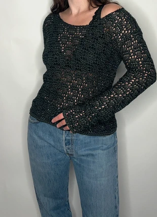 Y2K 2000s chunky floral sheer knit whimsigoth witch goth berlin techno festival sweater, merk: Vintage, staat: Heel goed, maat: L / 40 / 12, € 17,50, € 19,08 inclusief Kopersbescherming Pro