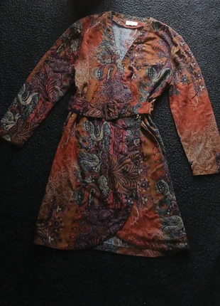 Vestito mini a portafoglio stampa paisley vintage, marca: Class, estado: Muito bom, tamanho: L / 40 / 12, €10.00, €11.20 inclui Proteção do Comprador