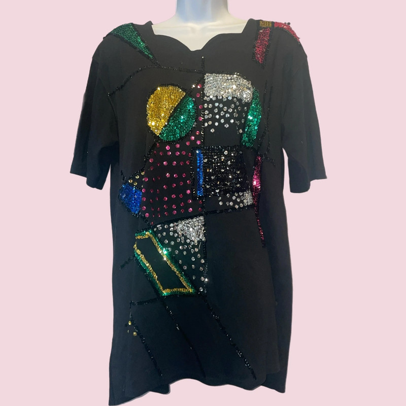 multicolored sequined t shirt 1