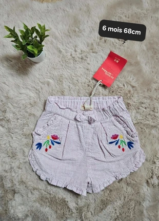 Shorts coton rayé fleurie 6 mois 68cm neuf, marque: Du Pareil au Même, état: Très bon état, taille: 6-9 mois / 68 cm, 8,00 €, 9,10 € Protection acheteurs incluse