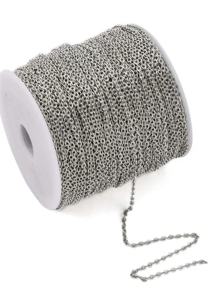 3 x 2 mm - 2 m de chaine maille forçat texturée - argenté - fer, état: Neuf sans étiquette, 1,70 €, 2,49 € Protection acheteurs (Pro) incluse