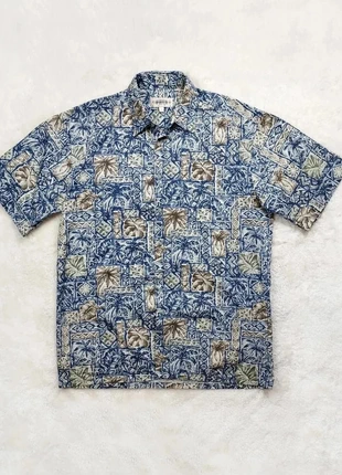 Chemise manches courtes vintage bleu motif Hawaii - taille M, merk: Vintage Dressing, staat: Heel goed, maat: M, € 12,00, € 13,30 inclusief Kopersbescherming