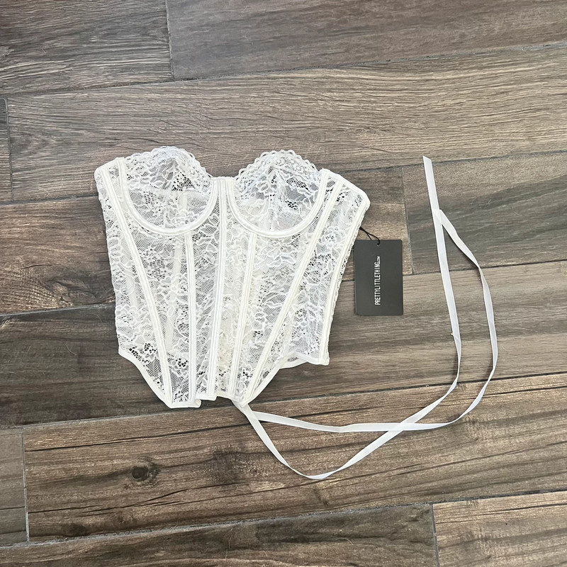 White Lace Boned Lingerie Corset-M 1