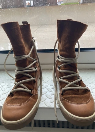 Bottines à lacets cuir & daim plates fourrées Minelli, brand: Minelli, condition: Very good, size: 37, €24.00, €25.90 includes Buyer Protection