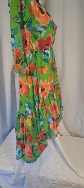 ROBE longue imprimé fleuri vert 1