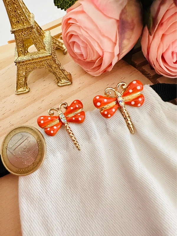 🧡Boucles d’oreilles libellule orange Betsey Johnson - photo numéro 5