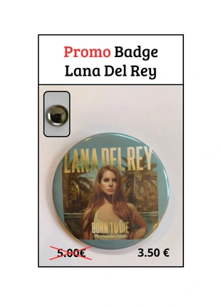 Lana Del Rey - Promo badge 56 mm, estado: Muito bom, €3.50, €4.38 inclui Proteção do Comprador