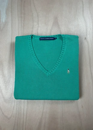 Pull col V Ralph Lauren vert manches longues logo brodé taille M, marca: Ralph Lauren, estado: Muito bom, tamanho: M / 38 / 10, €25.00, €26.95 inclui Proteção do Comprador Pro