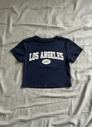 T-Shirt Crop Top Bleu Marine Los Angeles 1998 Vintage USA Y2K, marca: Vintage Dressing, estado: Muito bom, tamanho: S / 36 / 8, €25.99, €27.99 inclui Proteção do Comprador
