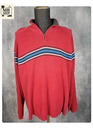 Pull col camionneur Half zip 1/4 zip 100% coton Tommy Hilfiger Rouge Taille XXL, brand: Tommy Hilfiger, condizioni: Buone, taglia: XXL, €14.90, €16.35 include la Protezione acquisti Pro