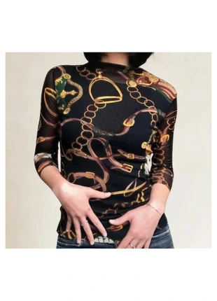 Virna Drò Baroque Print Sheer Top – Size M, marke: Virna Drò, zustand: Neu, größe: M / 38 / 10, 14,00 €, 15,40 € inklusive Vinted-Käuferschutz