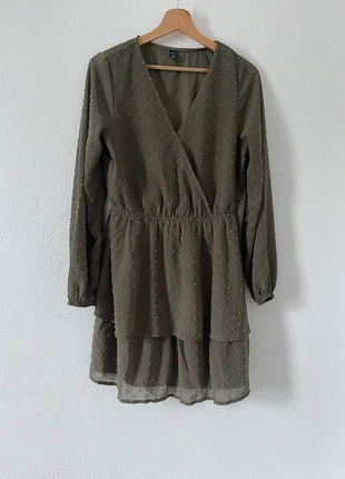 Robe courte volants kaki, marque: Kaki, état: Très bon état, taille: L / 40 / 12, 4,50 €, 5,43 € Protection acheteurs incluse