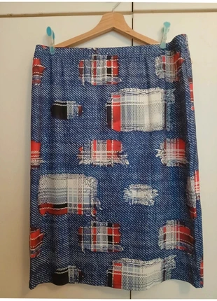 Jupe femme grande taille 2XL imprimé bleu rouge blanc tendance élastique, merk: ASOS Curve, staat: Heel goed, maat: XXL / 44 / 16, € 14,90, € 16,35 inclusief Kopersbescherming Pro