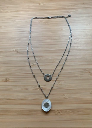 Collier 2 rangs acier et nacre Easyclothes, marque: Easy Clothes, état: Neuf sans étiquette, 10,00 €, 11,20 € Protection acheteurs incluse