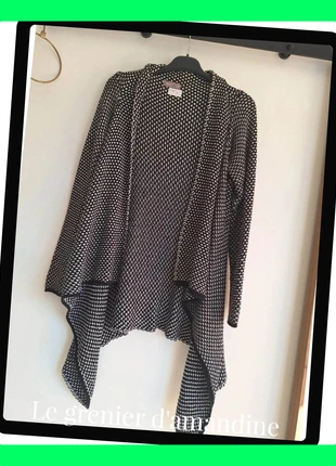 Gilet 16 long Tex noir et blanc motif graphique M, brand: TEX, condition: Very good, size: M / 38 / 10, €3.00, €3.85 includes Buyer Protection Pro