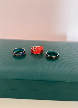 Vintage enamel rings x3, brand: Rings, condition: Very good, size: Adjustable, £15.00, £16.45 includes Buyer Protection