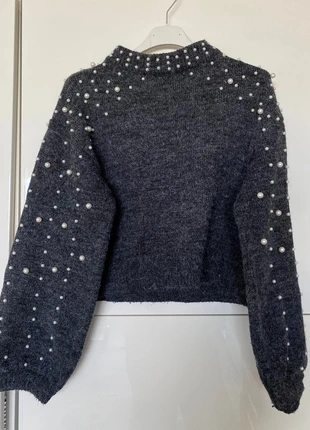 Pull gris manches bouffantes avec perles, brand: Shein, condition: Very good, size: S / 36 / 8, €8.00, €9.10 includes Buyer Protection