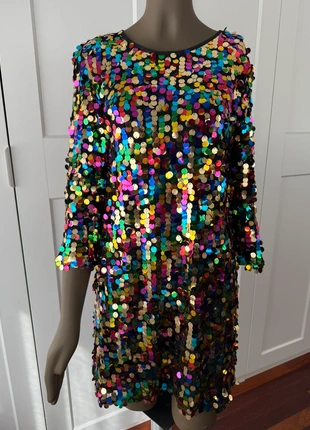 Vestido de lentejuelas multicolor – Sfera  M, marque: Sfera Collection, état: Neuf sans étiquette, taille: M / 38 / 10, 45,00 €, 47,95 € Protection acheteurs incluse