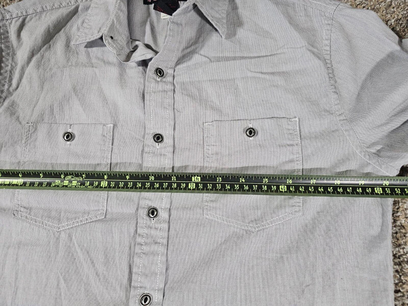 Tony Hawk Mens S Gray Striped Short Sleeve Button Up Shirt 5