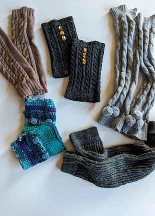 Set 4 manicotti e 1 paio scaldamani uncinetto, marca: Set, estado: Bom, tamanho: Tamanho único, €8.00, €9.10 inclui Proteção do Comprador