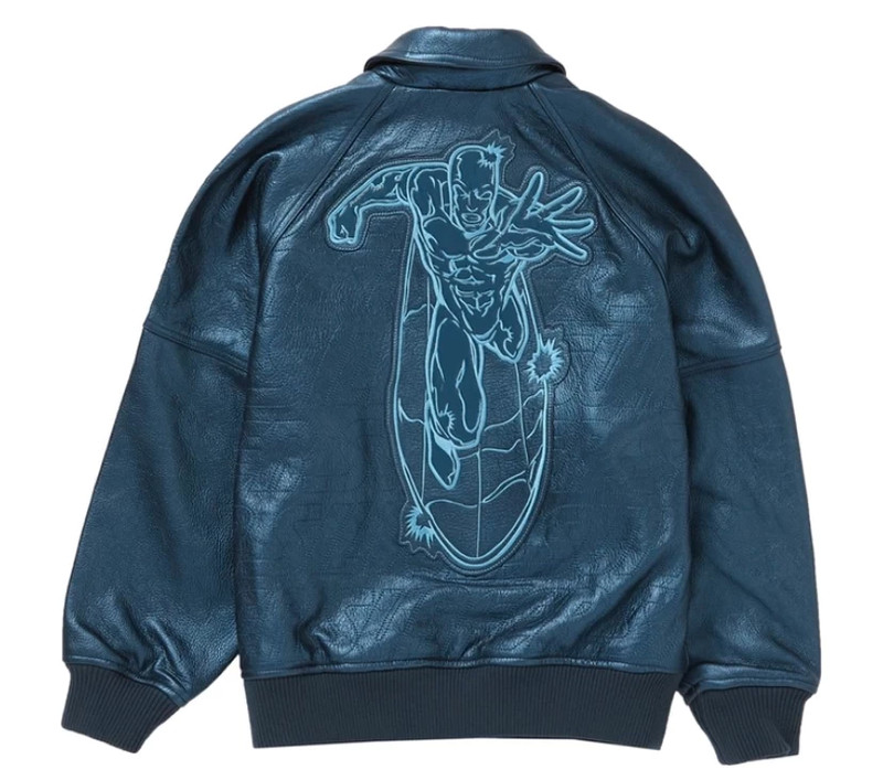 Brand New Supreme x Silver Surfer leather varsity jacket - Vinted