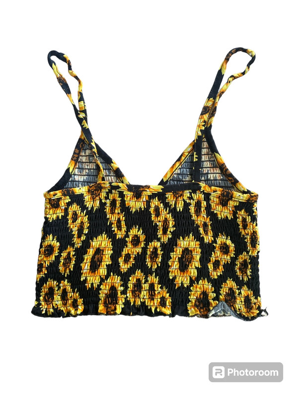 Faded Rose juniors size medium sunflower pattern crop top camisole 2