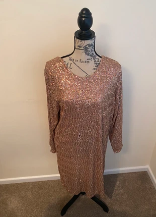 Next ladies plus size rose gold sequin ladies midi dress Christmas dress size 18, brand: Next, condition: New with tags, size: XXXL / UK 28-30, £10.00, £11.20 includes Buyer Protection
