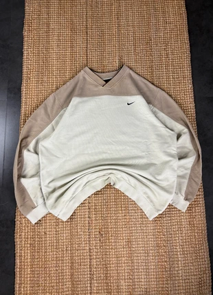 Sweat Col V Beige et Marron Nike Logo Brodé Vintage 90s Taille L, brand: Nike, condition: Very good, size: L, €30.00, €32.20 includes Buyer Protection Pro