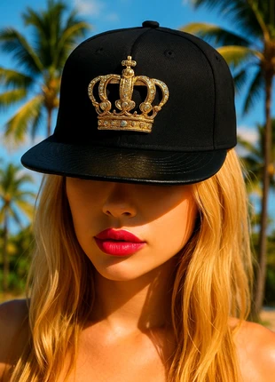 Streetwear Baseball black visor cap snapback gold crown luxury diamonds queen king, marca: Crown, estado: Novo sem etiquetas, tamanho: Tamanho único, €15.00, €16.45 inclui Proteção do Comprador