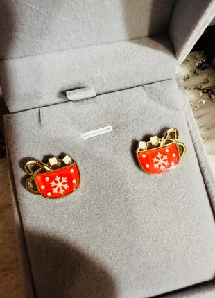 🎄 Boucles d’oreilles tasse chocolat chaud – Rouge flocon – Parfaites pour Noël, brand: Noël, condition: Very good, €7.50, €8.58 includes Buyer Protection Pro