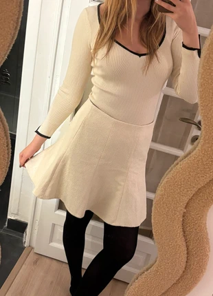 Jupe patineuse blanc crème texturée style tweed H&M, brand: H&M, condition: New without tags, size: XL / 42 / 14, €9.99, €11.19 includes Buyer Protection