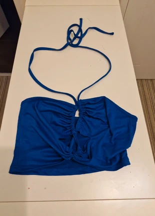 Shein blue halterneck crop top size small, brand: Shein, condition: Very good, size: S / 8, £3.00, £3.85 includes Buyer Protection
