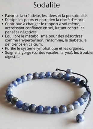 Bracelet ajustable en Sodalite, marque: Sodalite, état: Neuf sans étiquette, 10,00 €, 11,20 € Protection acheteurs (Pro) incluse