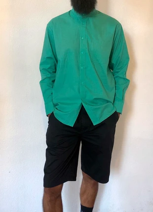 Vintage linen green shirt, marca: Vintage, estado: Muito bom, tamanho: L, €38.00, €40.60 inclui Proteção do Comprador