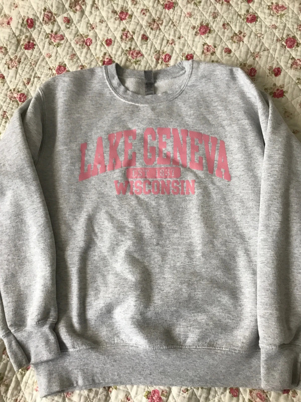 Heather gray and pink crewneck 1