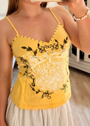 vintage yellow y2k boho print vest top/ top vintage boho y2k jaune imprimé, marca: Jennyfer, estado: Muy bueno, tamaño: XS / 34 / 6, 13,00 €, 14,35 € Protección al comprador incluida