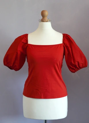 Top rouge manche ballon, brand: H&M, condition: Very good, size: S / 36 / 8, €2.50, €3.33 includes Buyer Protection