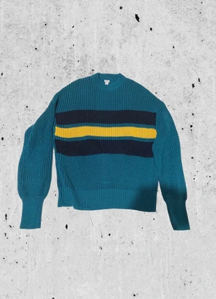 Y2K Blue and Yellow Striped Chunky Knit Sweater, Size M, marke: OVS, zustand: Sehr gut, größe: L / 40 / 12, 5,00 €, 5,95 € inklusive Vinted-Käuferschutz