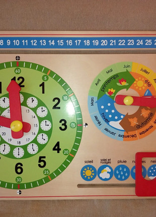 Horloge calendrier Goula. Un jeu éducatif en bois pour enfant