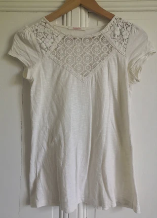 T-shirt blanc dentelle bohème Camaïeu, marque: Camaïeu, état: Très bon état, taille: S / 36 / 8, 2,00 €, 2,80 € Protection acheteurs incluse