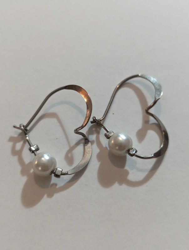 Sweet pearl heart pierced earrings 2