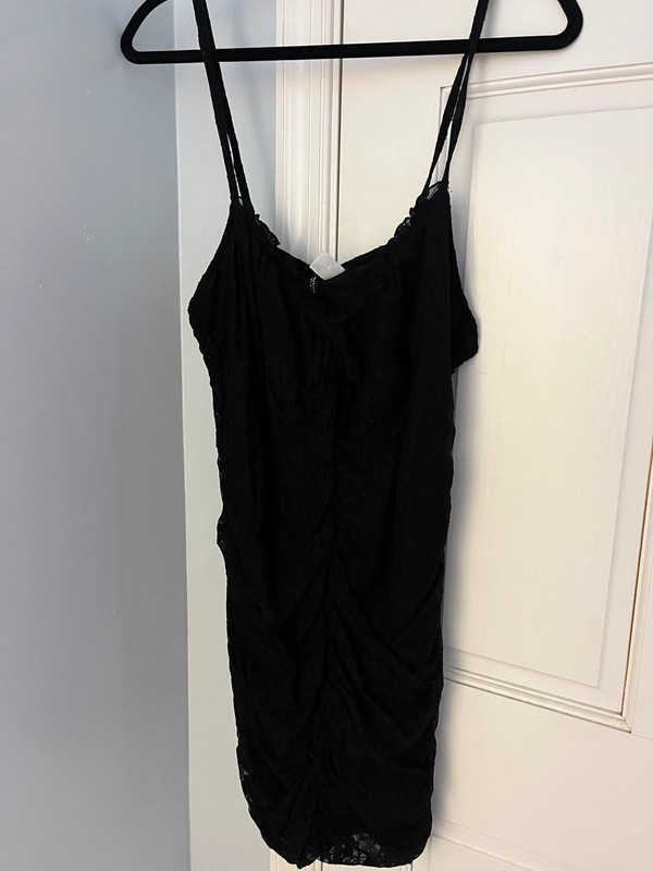 Black Scrunch Lace Bodycon Dress 1