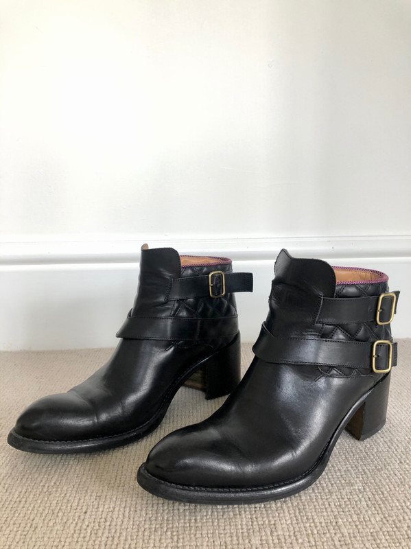 Justin Deakin real leather black ankle boots